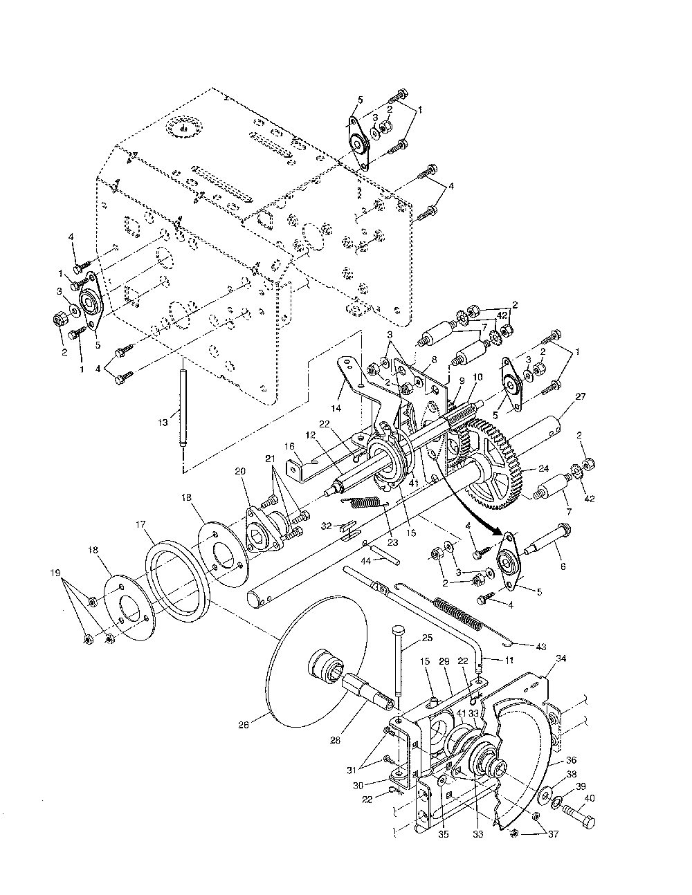 Drive Diagram and Parts List for 96192000300  Poulan Snow Blower