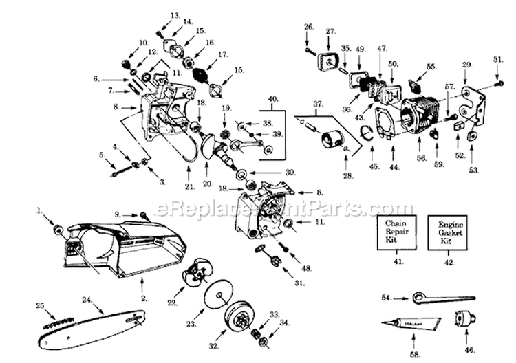 Page A Diagram and Parts List for 2400  Poulan Chainsaw