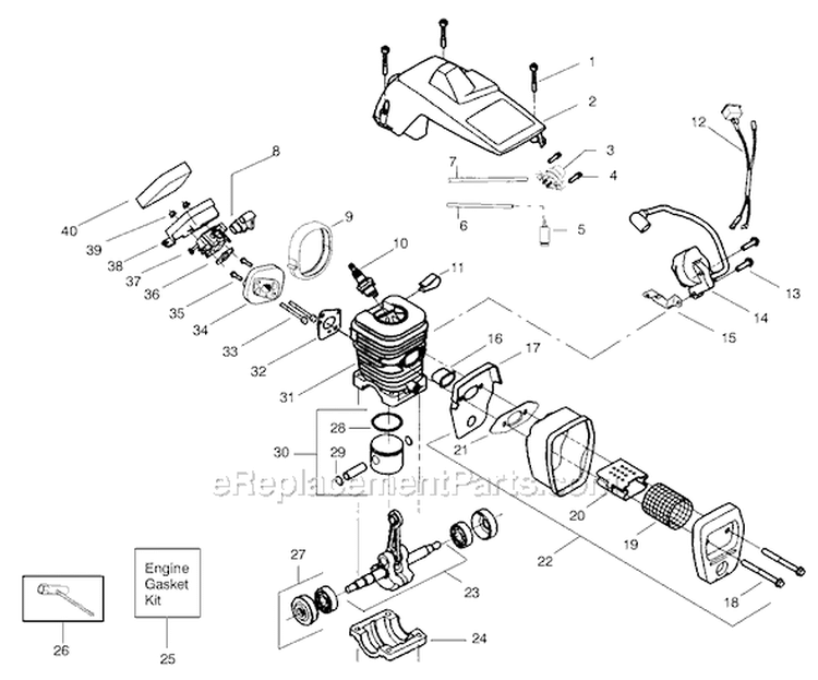 Page B Diagram and Parts List for 2450 Type 4 Poulan Chainsaw