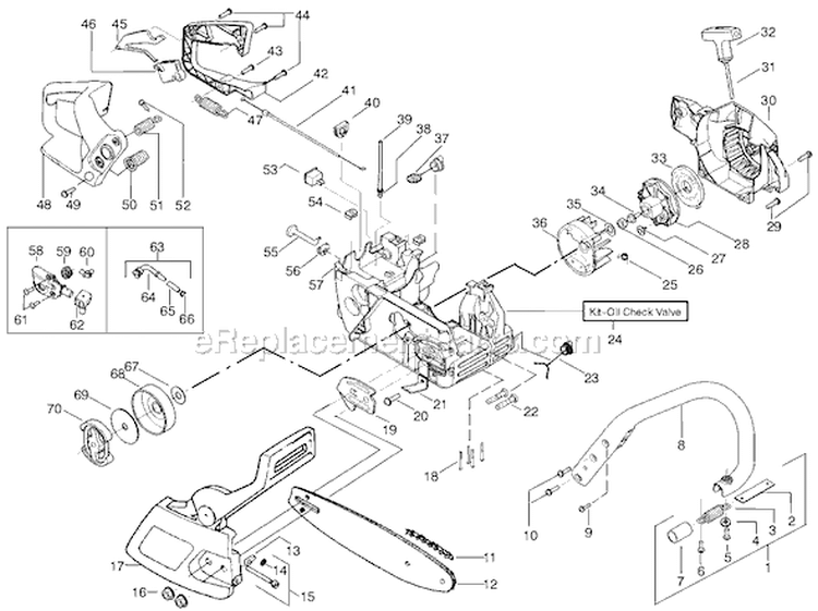 Page A Diagram and Parts List for 2450 Type 6 Poulan Chainsaw