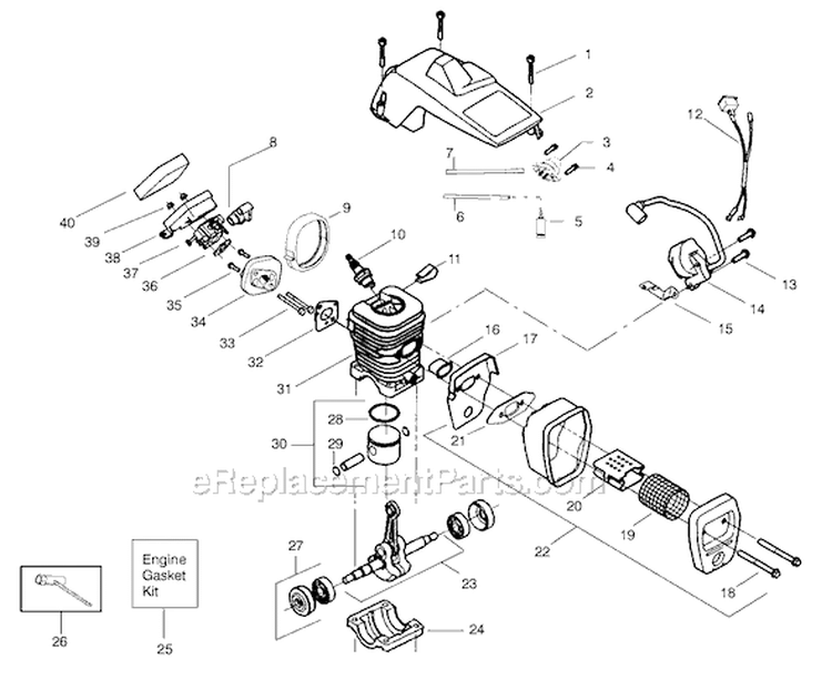 Page B Diagram and Parts List for 2450 Type 6 Poulan Chainsaw