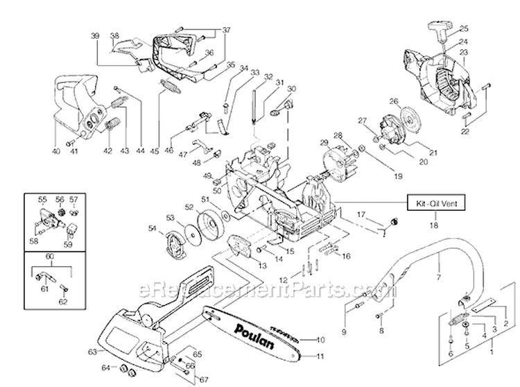 Page A Diagram and Parts List for 2450 Type 7 Poulan Chainsaw