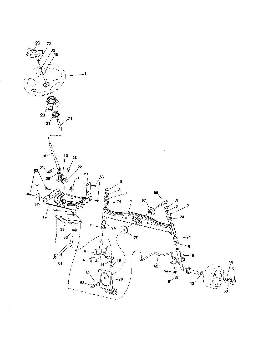 Steering Diagram and Parts List for 96046000800  Poulan Lawn Tractor