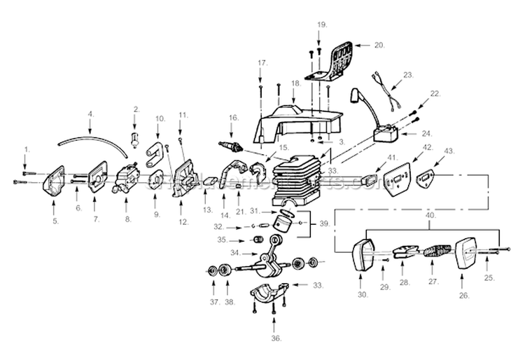 Page C Diagram and Parts List for 2500  Poulan Chainsaw
