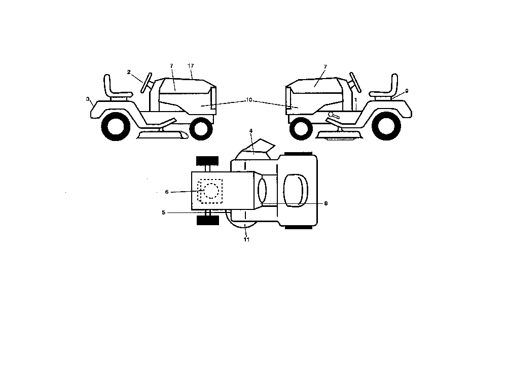 Decals Diagram and Parts List for 96042017000  Poulan Lawn Tractor