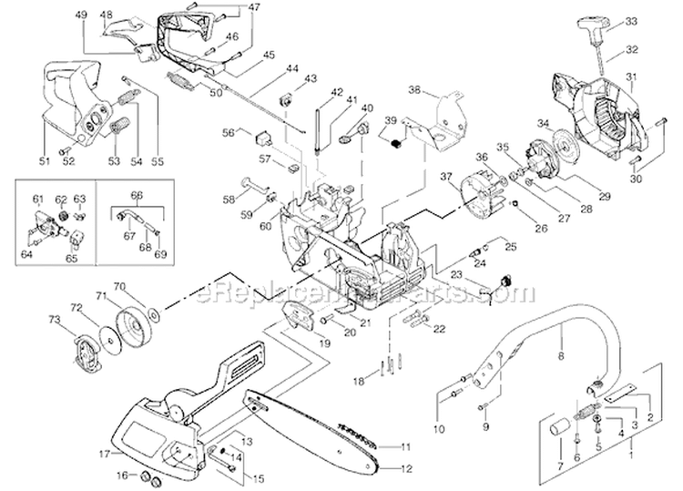 Page A Diagram and Parts List for 2550LE Type 1 Poulan Chainsaw