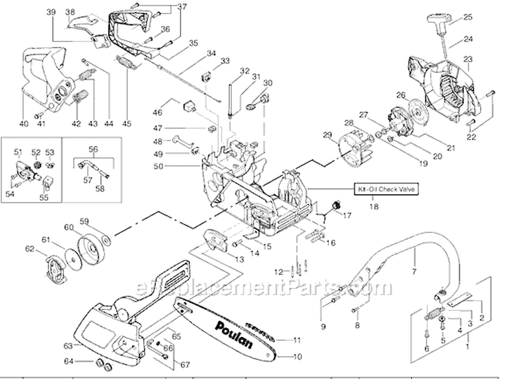 Page A Diagram and Parts List for 2550SE Type 1 Poulan Chainsaw