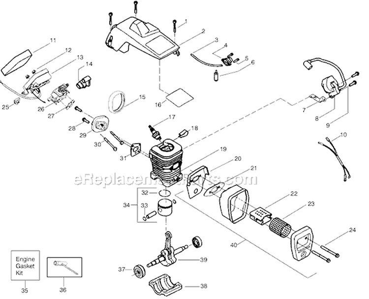 Page W Diagram and Parts List for 2550SE Type 2 Poulan Chainsaw