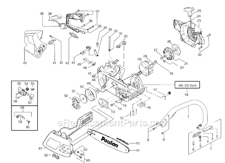 Page A Diagram and Parts List for 2550T  Poulan Chainsaw