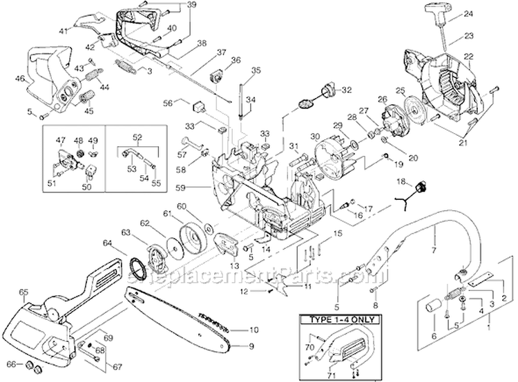 Page A Diagram and Parts List for 2550 Type 2 Poulan Chainsaw