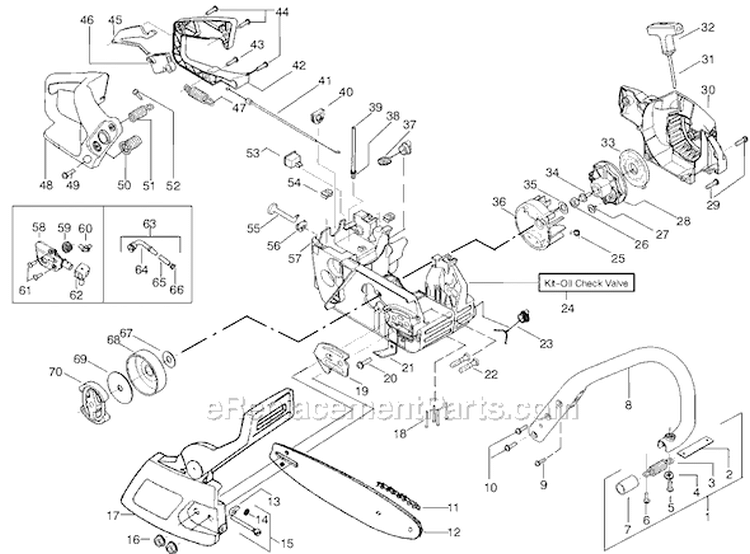 Page A Diagram and Parts List for 2550 Type 6 Poulan Chainsaw