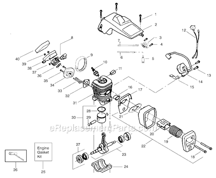 Page B Diagram and Parts List for 2550 Type 6 Poulan Chainsaw