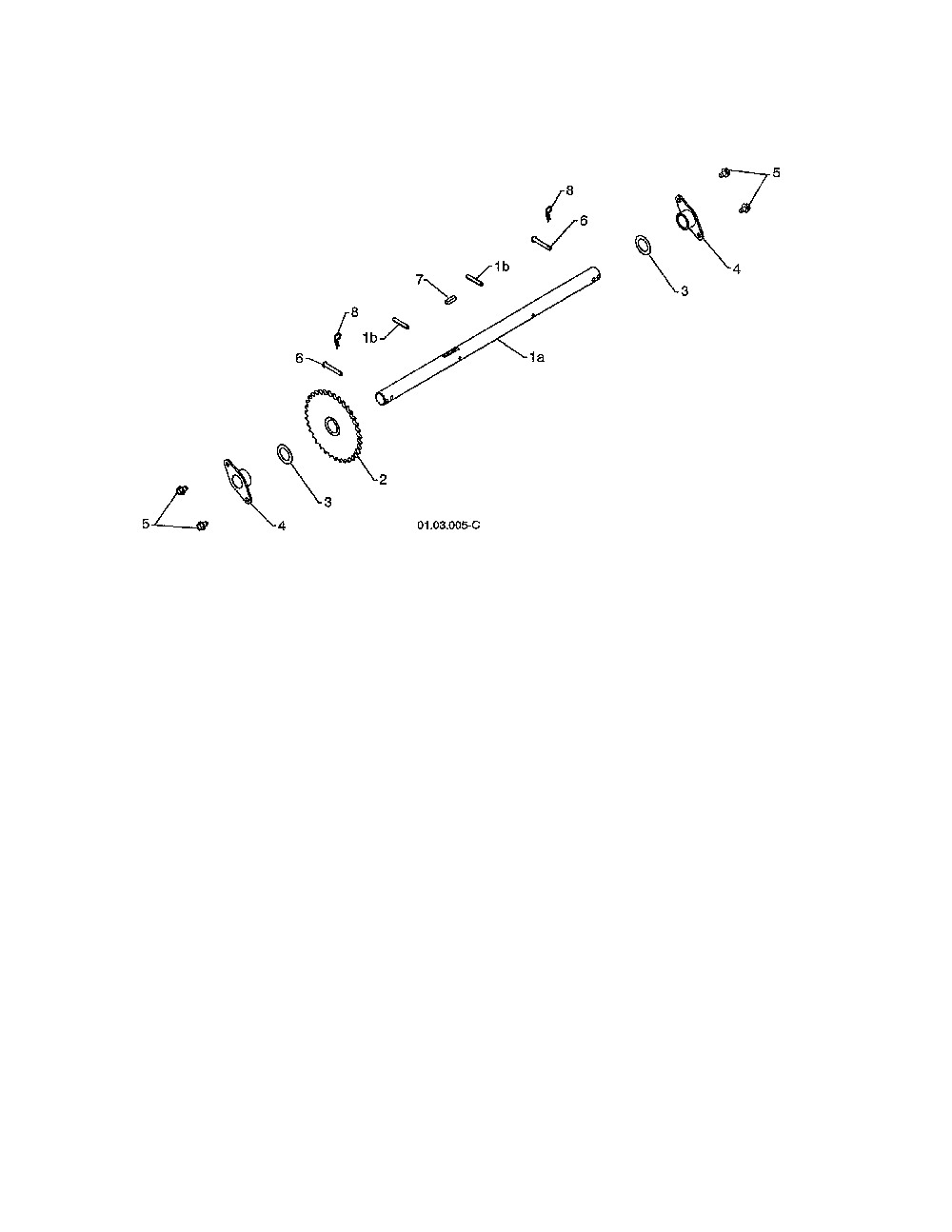 Axle Diagram and Parts List for 96192003703  Poulan Snow Blower