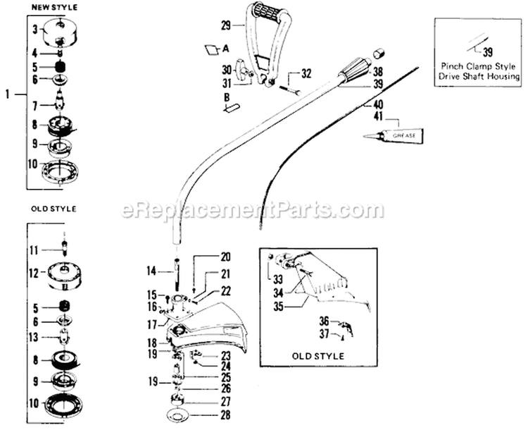 Page B Diagram and Parts List for 2600  Poulan Trimmer