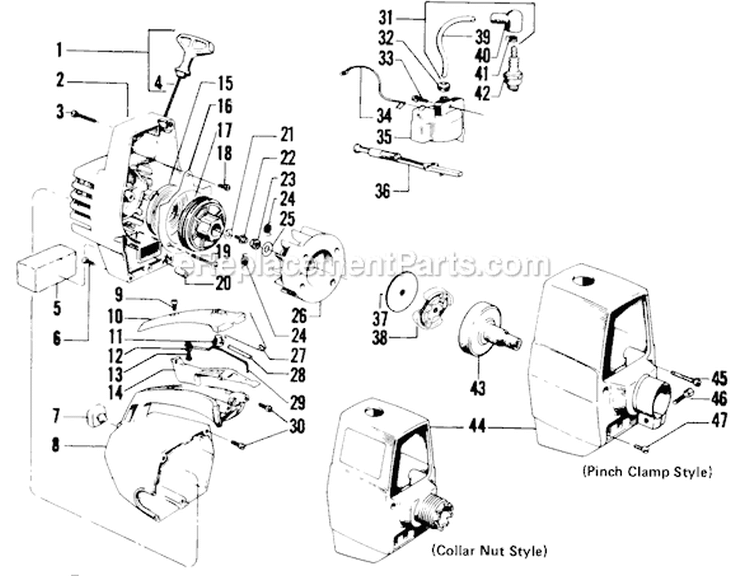 Page D Diagram and Parts List for 2600  Poulan Trimmer