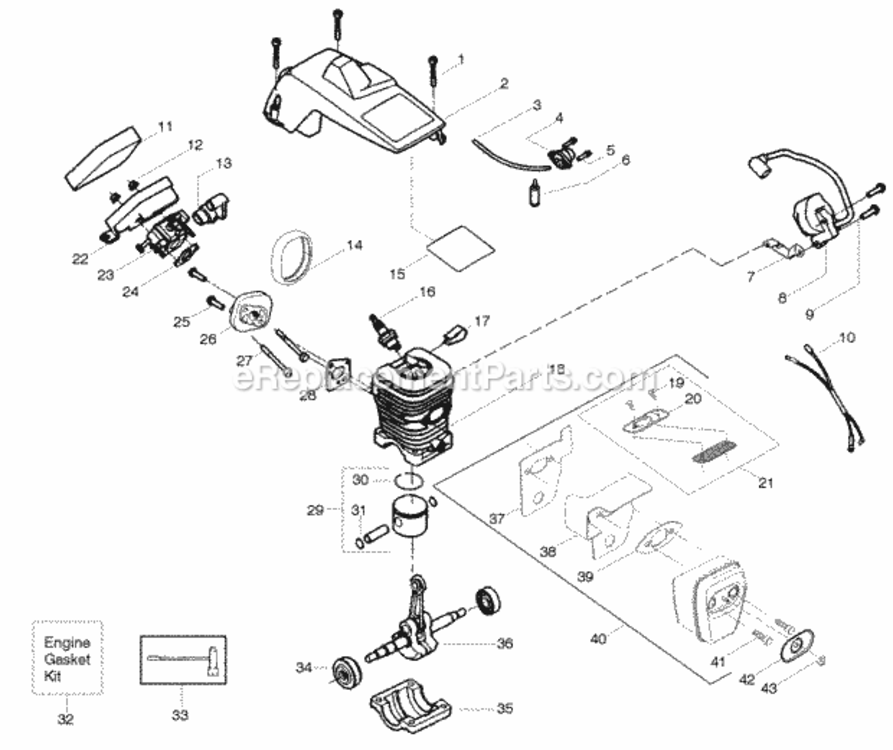 Page A Diagram and Parts List for 262  Poulan Chainsaw