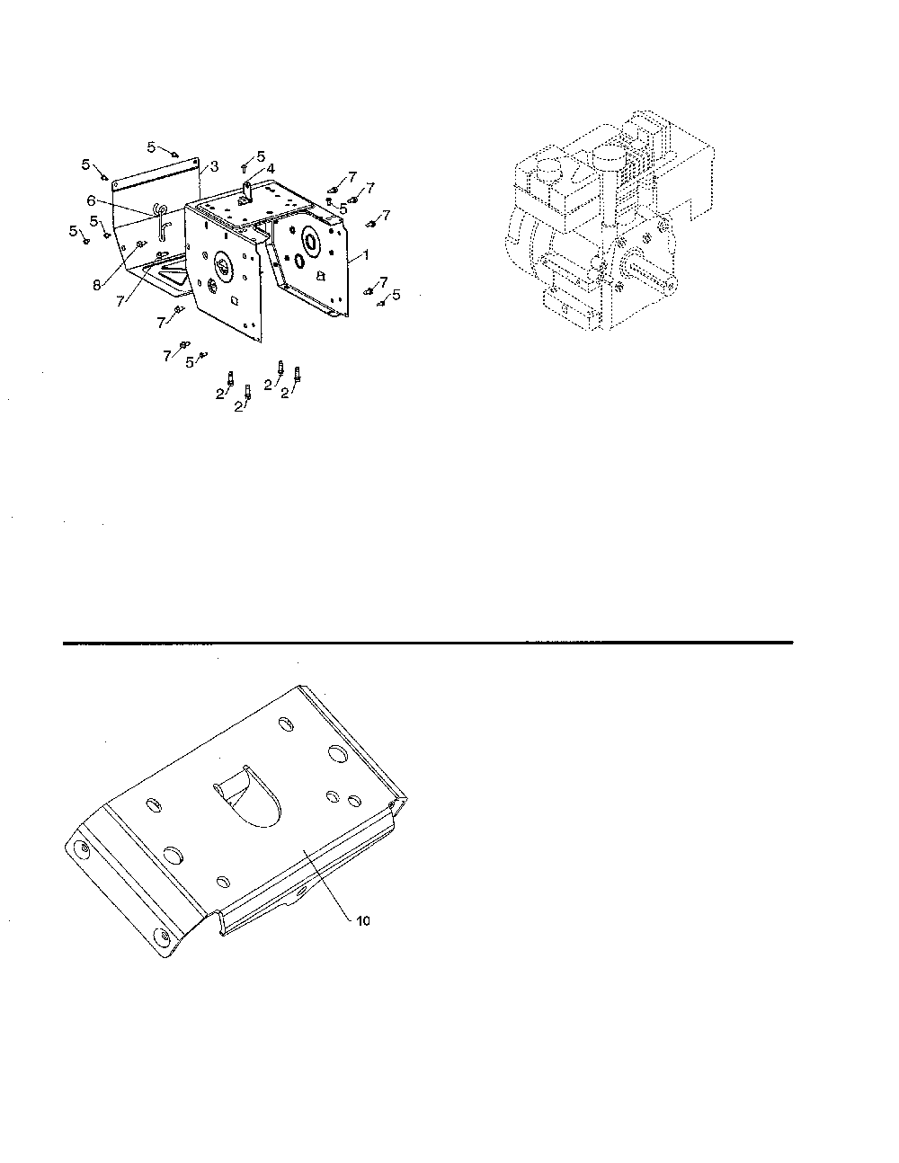 Engine/frame cover/mounting plate Diagram and Parts List for 96192008700  Poulan Snow Blower
