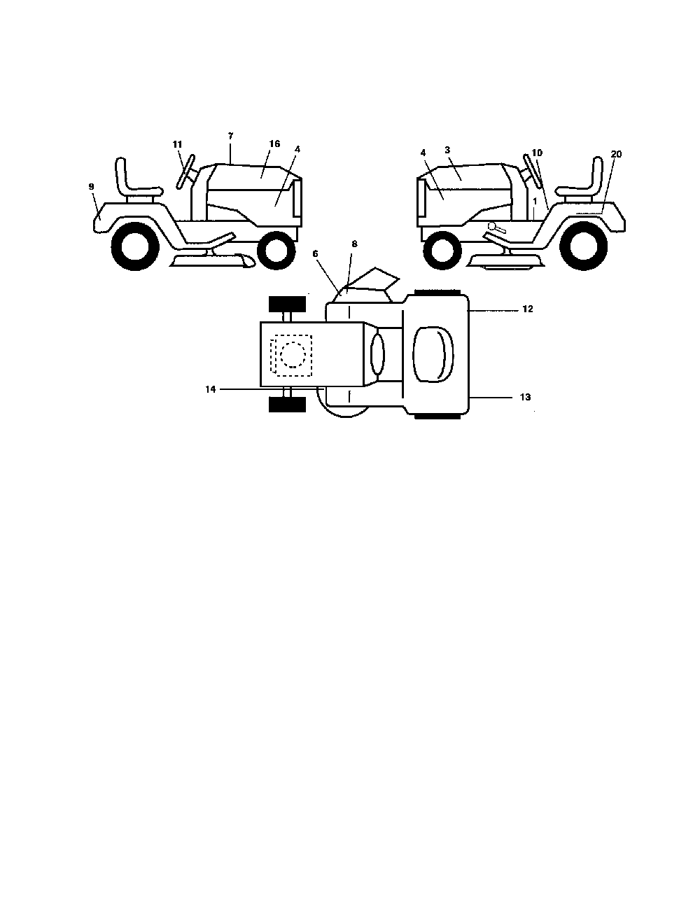 Decals Diagram and Parts List for 96012001601  Poulan Lawn Tractor