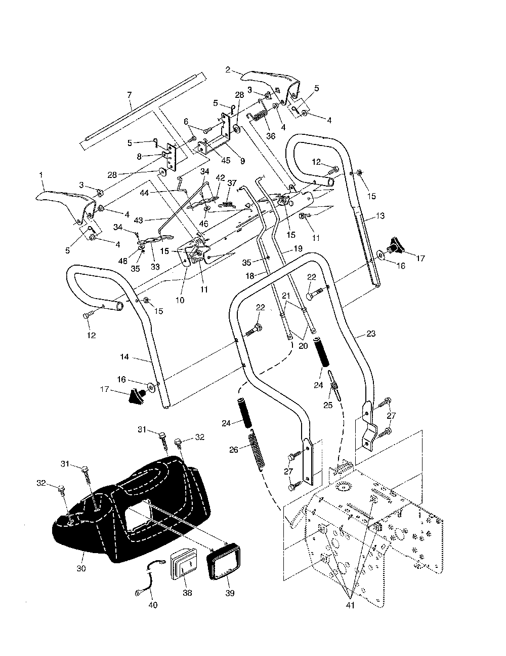Handles Diagram and Parts List for 96192000700  Poulan Snow Blower