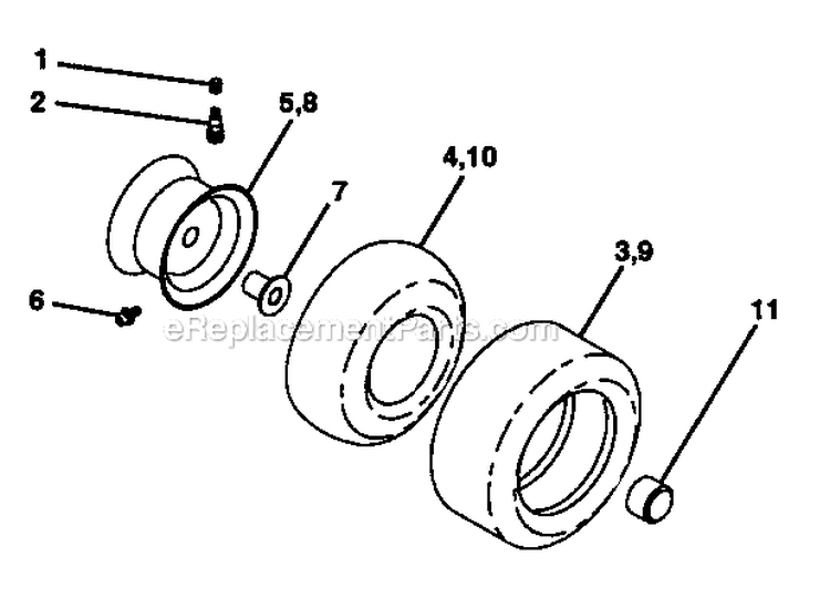 Wheels  Tires Diagram and Parts List for 270450  Poulan Lawn Tractor