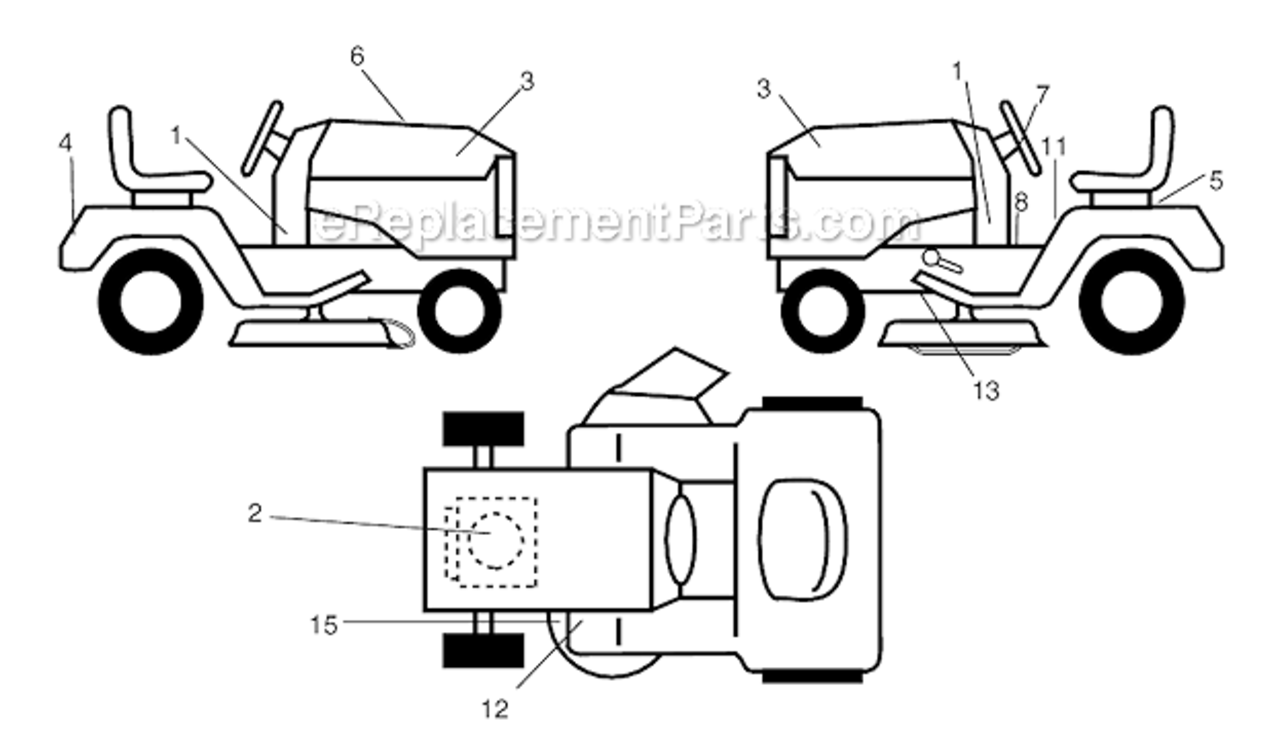 Decals Diagram and Parts List for 271150  Poulan Lawn Tractor