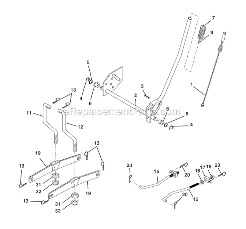 Lift_Assembly Diagram and Parts List for 271150  Poulan Lawn Tractor