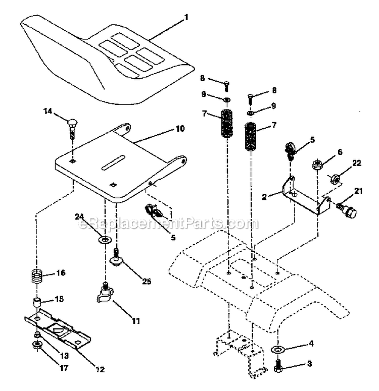 Seat Assembly Diagram and Parts List for 271470  Poulan Lawn Tractor