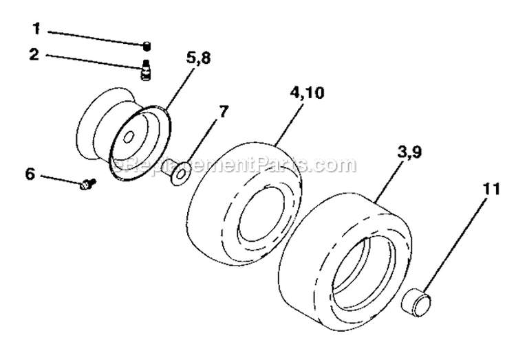 Wheels  Tires Diagram and Parts List for 271491  Poulan Lawn Tractor