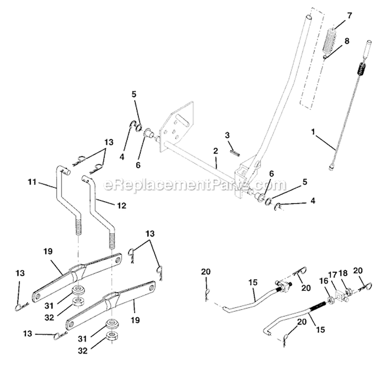 Left Assembly Diagram and Parts List for 271491  Poulan Lawn Tractor