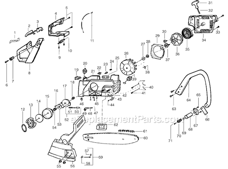 Page A Diagram and Parts List for 2775 Type 1 Poulan Chainsaw