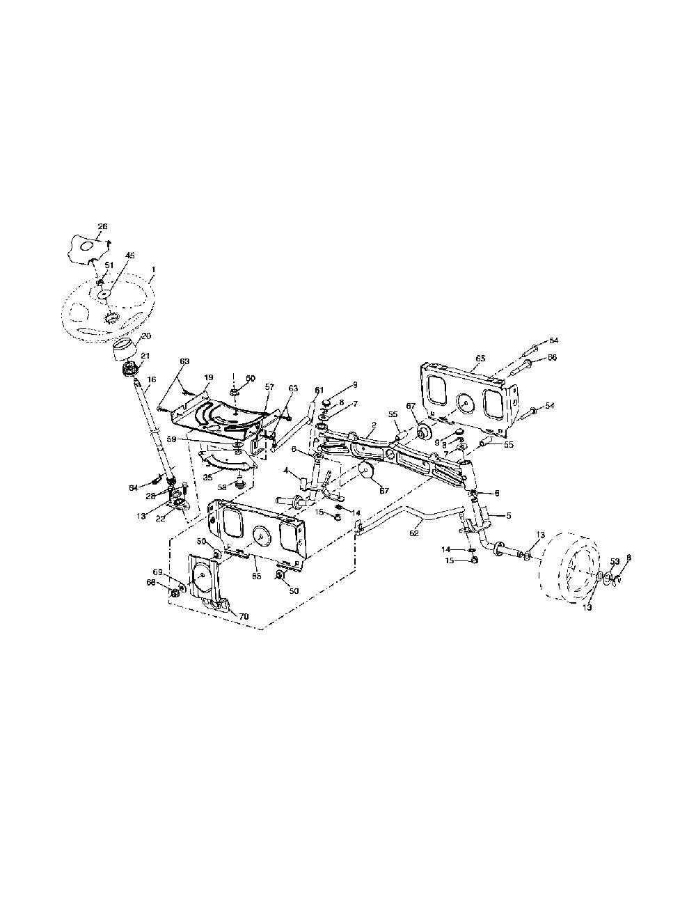 Steering assembly Diagram and Parts List for 96042002700  Poulan Lawn Tractor