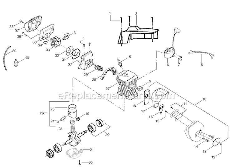 Page A Diagram and Parts List for 2900 Type 3 Poulan Chainsaw