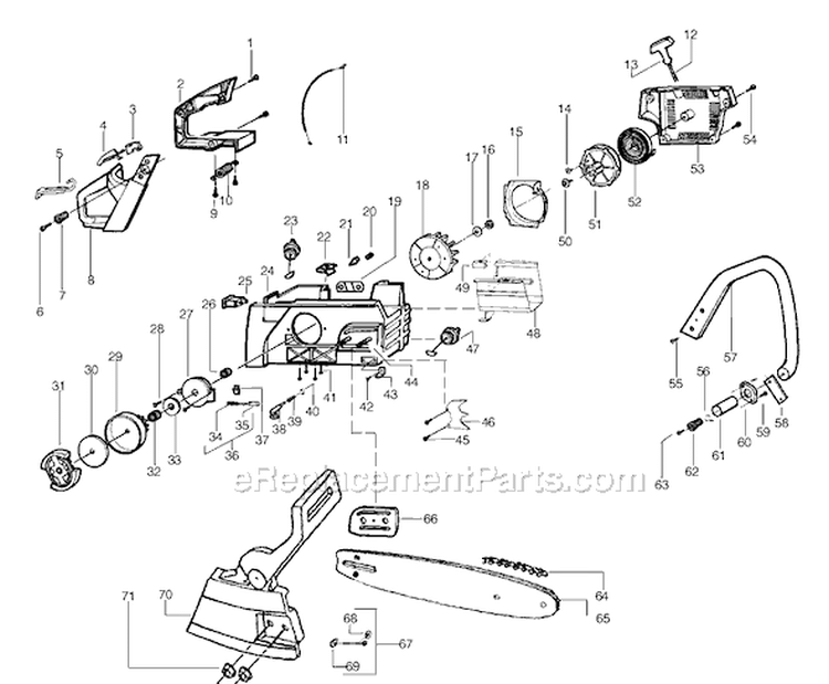 Page B Diagram and Parts List for 2900 Type 3 Poulan Chainsaw