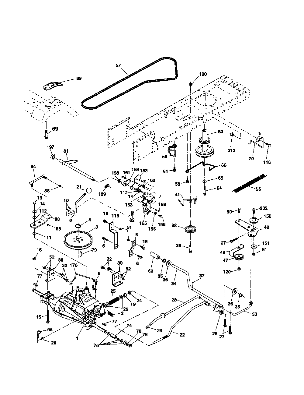 Drive Diagram and Parts List for 96012006800  Poulan Lawn Tractor