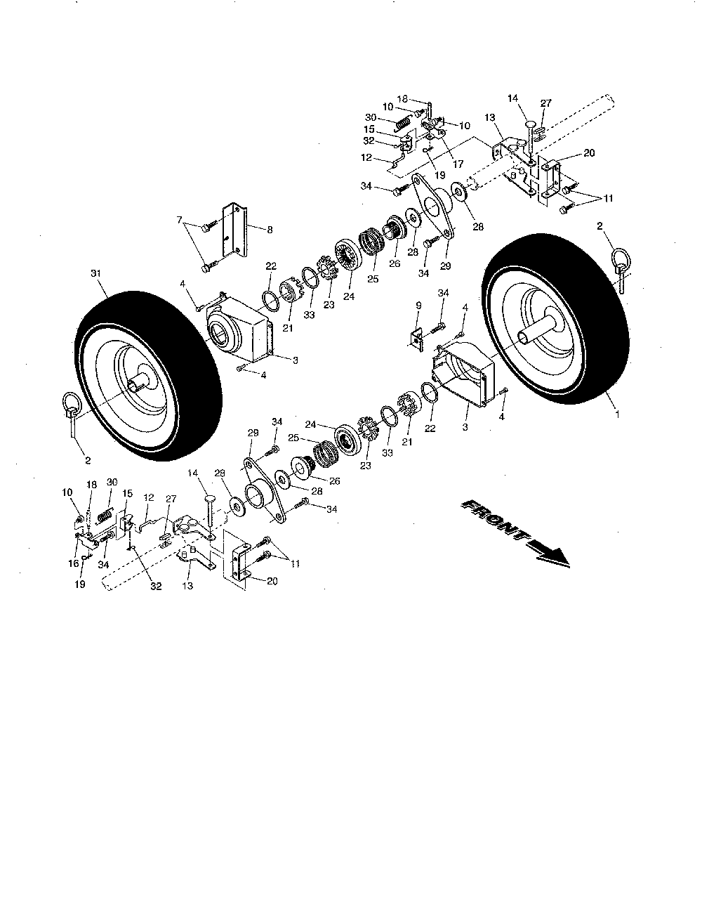 Wheels Diagram and Parts List for 96197000400  Poulan Snow Blower