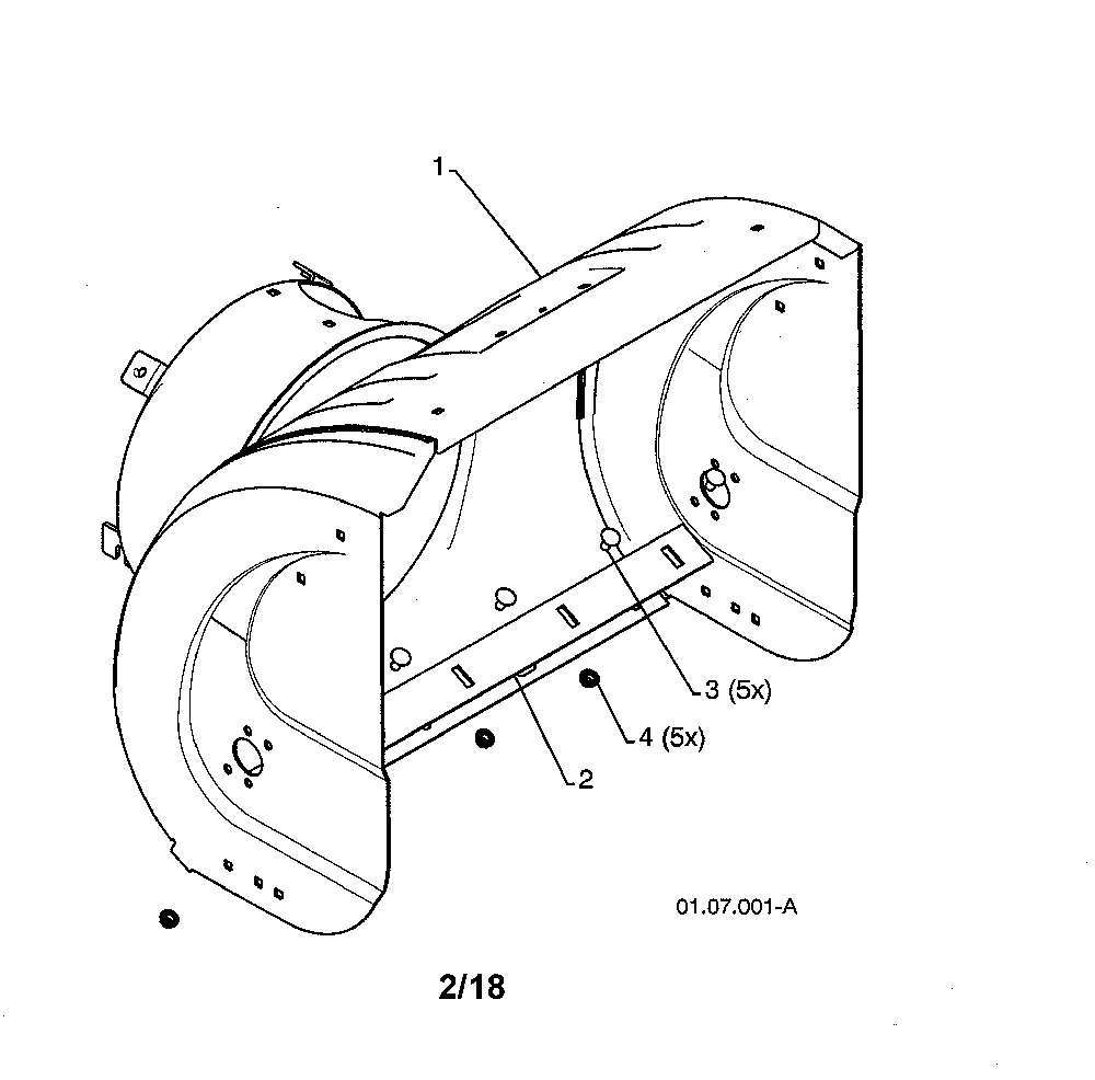 Auger housing Diagram and Parts List for 96198004601  Poulan Snow Blower
