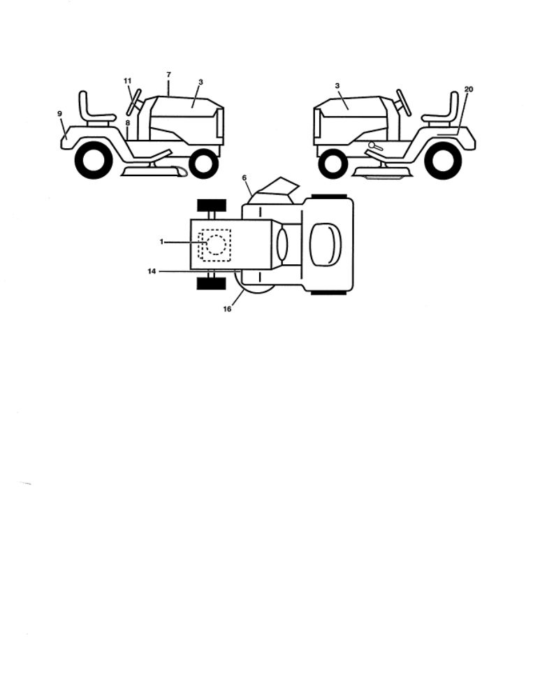 Decals Diagram and Parts List for PXT12530 96046000800 Poulan Lawn Tractor