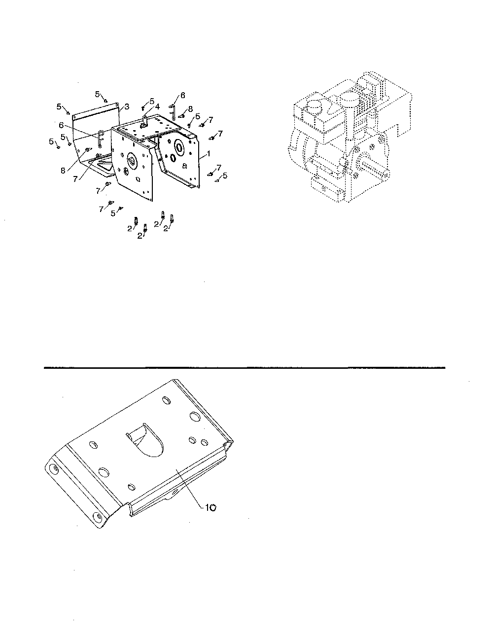 Engine/frame/mounting plate Diagram and Parts List for 96192007104  Poulan Snow Blower