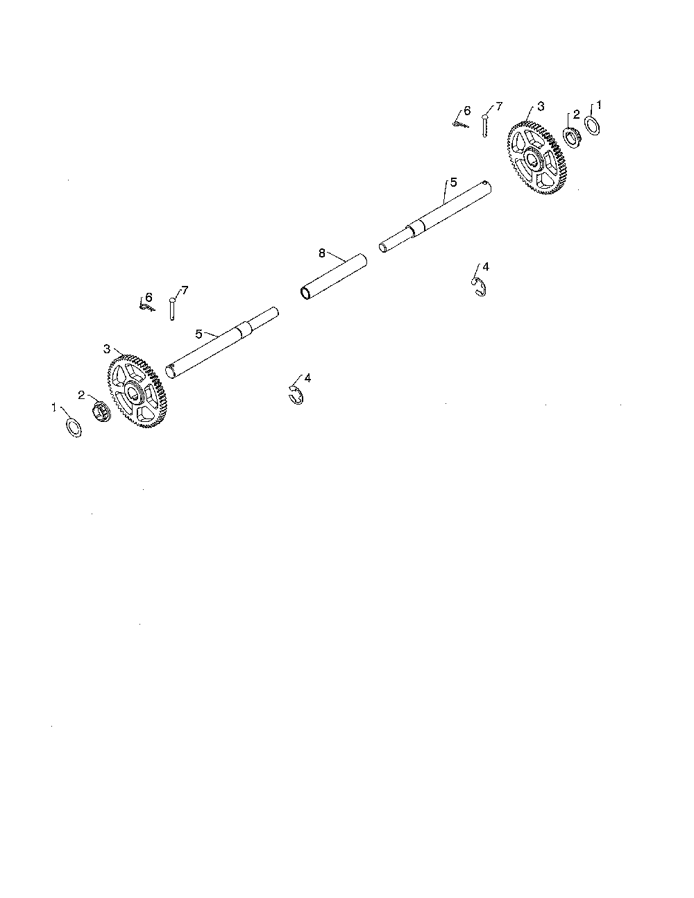 Axle shaft Diagram and Parts List for 96192008900  Poulan Snow Blower