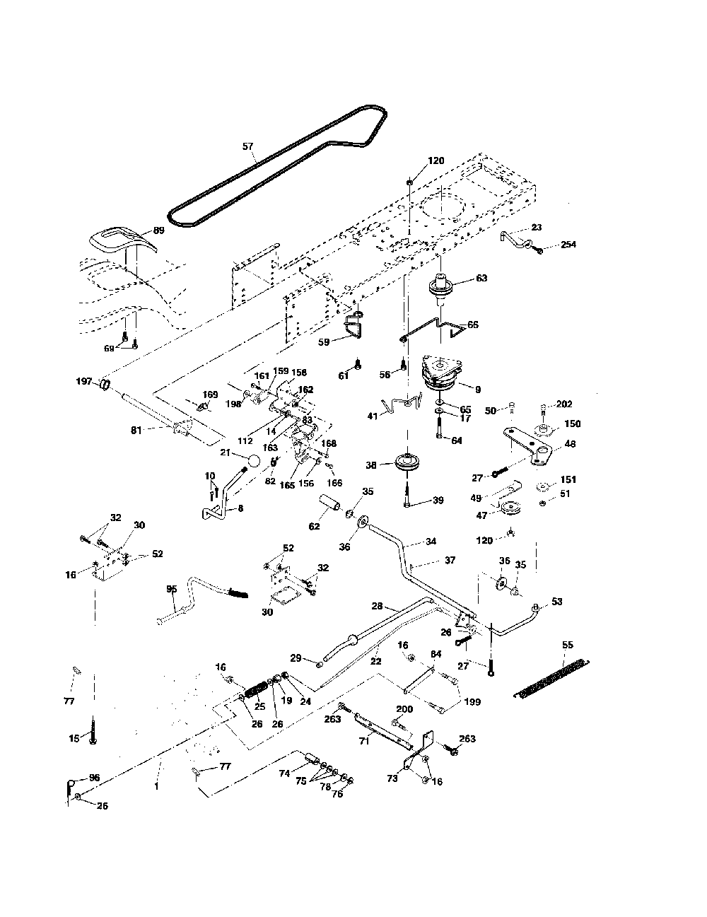 Drive Diagram and Parts List for 96012000700  Poulan Lawn Tractor