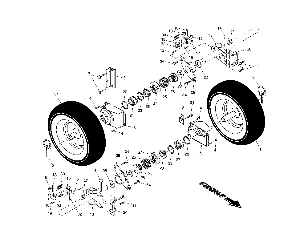Wheels Diagram and Parts List for 96192000700  Poulan Snow Blower
