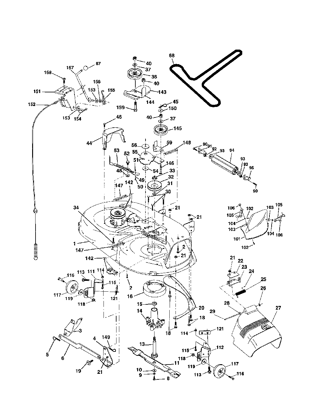 Mower deck Diagram and Parts List for PR185H42STDA  Poulan Lawn Tractor