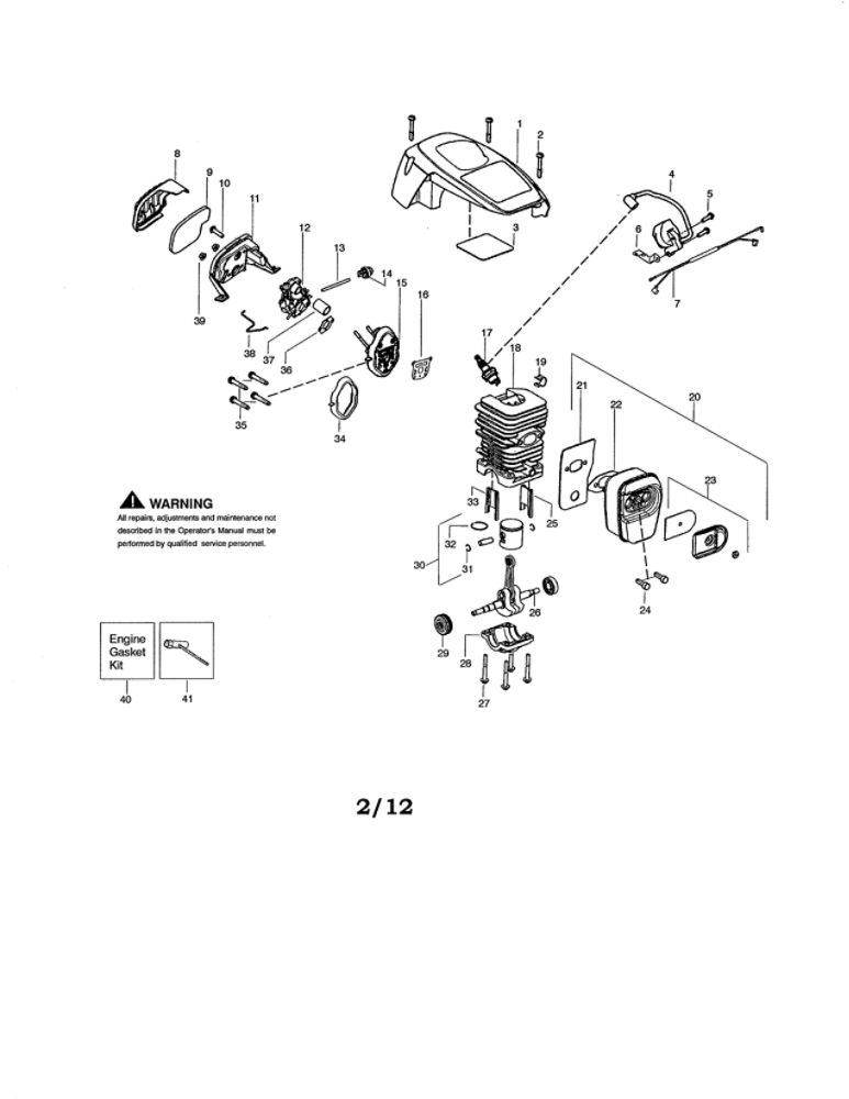 Shield/Cylinder/Crankshaft Diagram and Parts List for P3314WS TYPE 3 Poulan Chainsaw