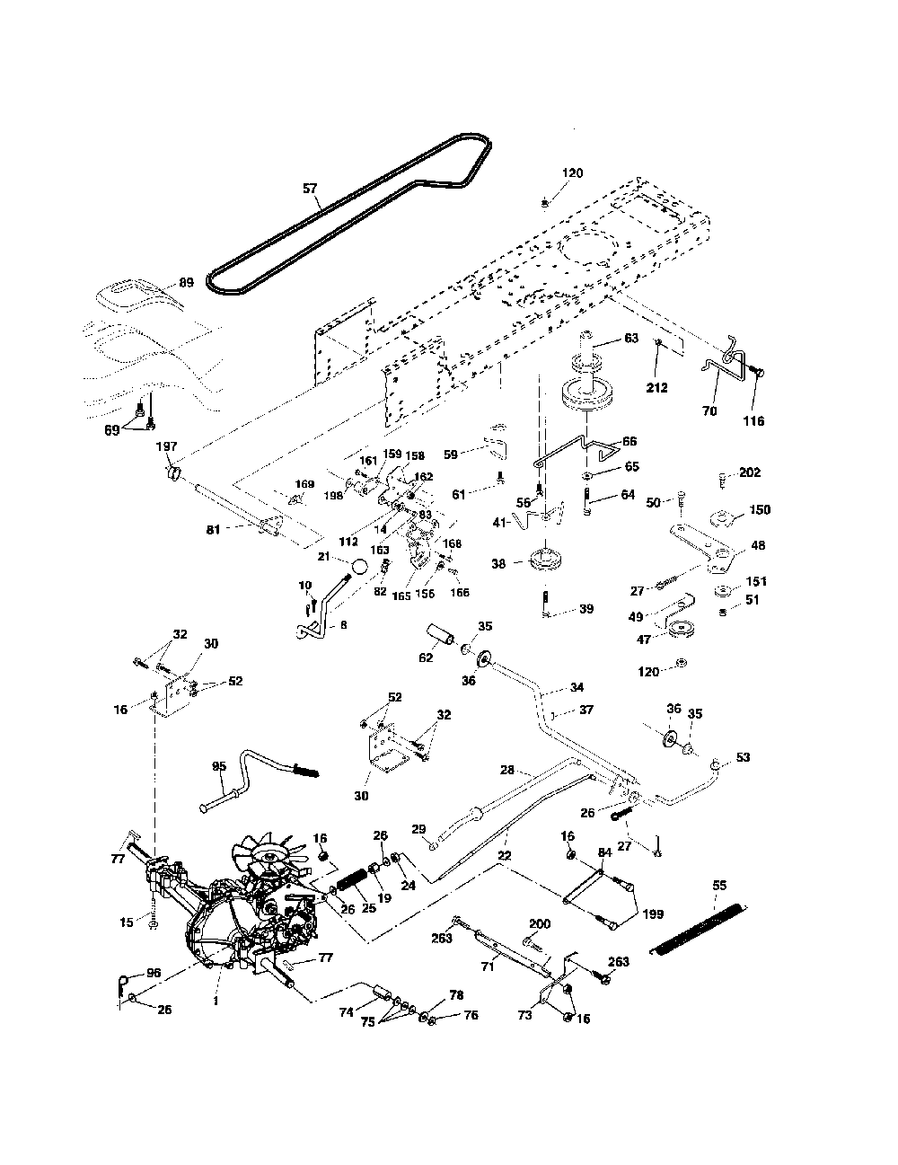 Drive Diagram and Parts List for BB185H42YT  Poulan Lawn Tractor
