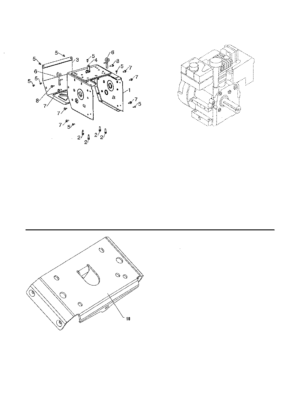 Engine/frame/mounting plate Diagram and Parts List for PR241  Poulan Snow Blower