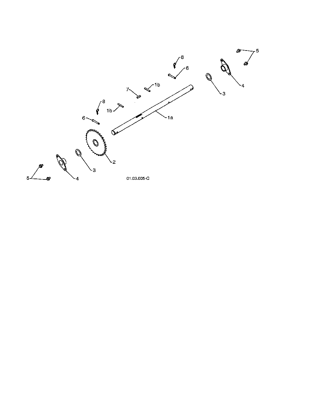 Axle Diagram and Parts List for 96198004301  Poulan Snow Blower