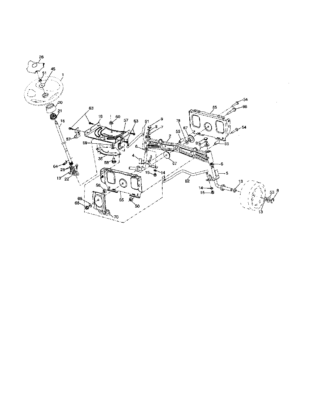 Steering Diagram and Parts List for 96042003803  Poulan Lawn Tractor