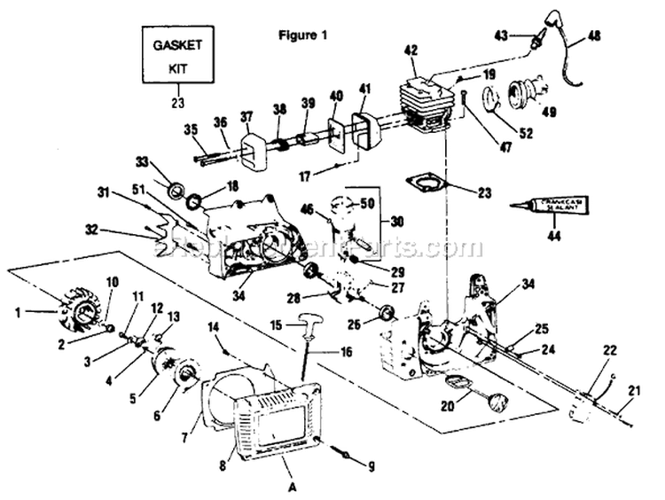 Page A Diagram and Parts List for 3000CB  Poulan Chainsaw