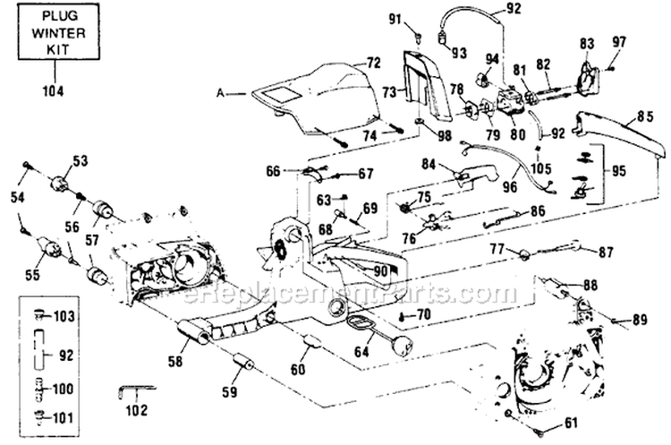 Page D Diagram and Parts List for 3000CB  Poulan Chainsaw