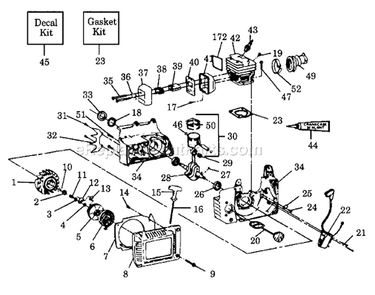 Page A Diagram and Parts List for 3000  Poulan Chainsaw